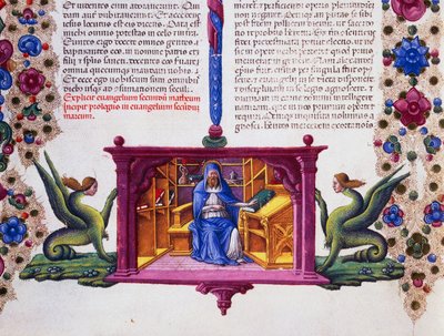 Határfríz a lap alján Szent Máté evangélistával, II. kötet f 148, v, Borso d
