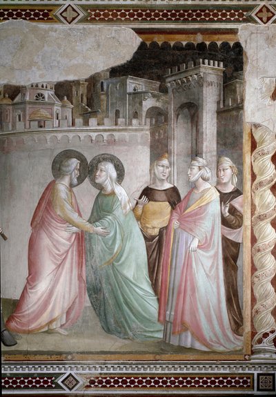 Anne és Joachim találkozása a Doree ajtónál (részlet) - freskó, 1327 körül alkotó: Taddeo Gaddi