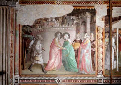 A Szűz élete: Joachim és Anne találkozása az aranykapunál (freskó, 1327 körül) alkotó: Taddeo Gaddi