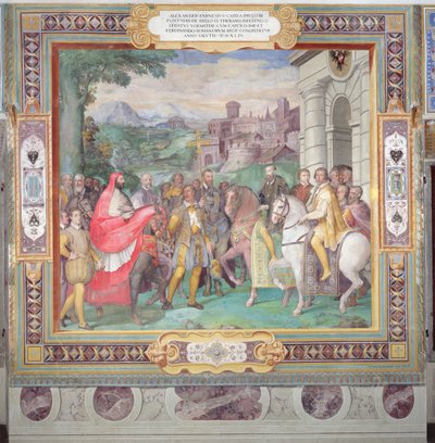 V. Károly (1500-58) és Alessandro Farnese (1546-92) Wormsban, a "Sala dei Fasti Farnese" (Farnese pompájának terme) 1557-66 (lásd még 156715). alkotó: Taddeo Zuccari