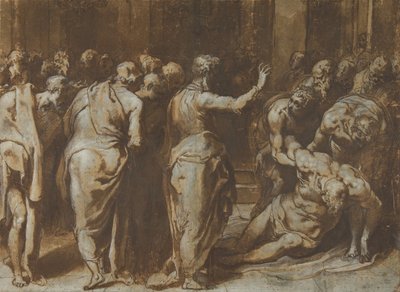 Szent Pál Eutikhoszt életre kelti, 1529-66. alkotó: Taddeo Zuccaro