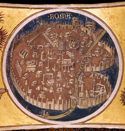 Róma távlati térképe az ókor emlékeivel, 1414 alkotó: Taddeo di Bartolo