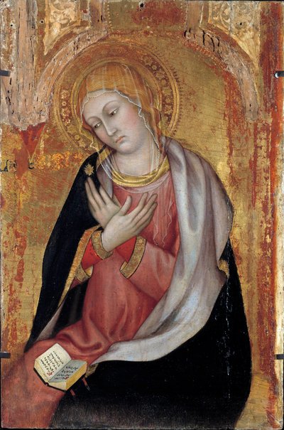 Taddeo di Bartolo Angyali üdvözlet Szűz oltárképe (XV. század eleje). Homályos. 0,77x0,55 m. Avignon, Musee du Petro Palais alkotó: Taddeo di Bartolo