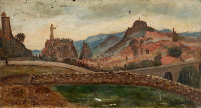 Városka a dombon (Le Puy környéke a Polignac-kastéllyal) alkotó: Tadeusz Makowski
