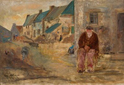 Breton táj öreg halásszal alkotó: Tadeusz Makowski