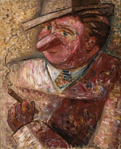Kalapos, szivarozó férfi portréja alkotó: Tadeusz Makowski