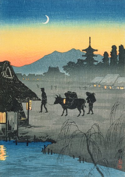 Visszatérés a faluba, 1930-as évek (színes fatömbnyomat) alkotó: Takahashi Hiroaki