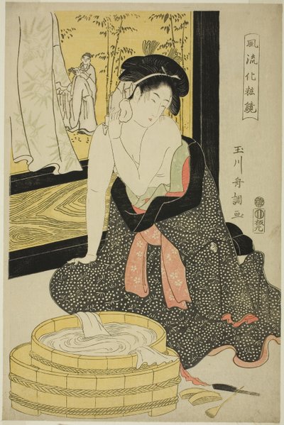 Az elegancia tükre (Furyu kesho kagami) (színes fatömbnyomat; oban) alkotó: Tamagawa Shucho