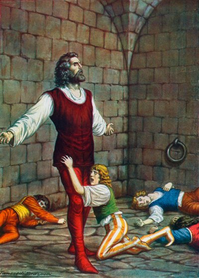 Ugolino della Gherardesca gróf és fiai éhen haltak a Mudán. alkotó: Tancredi Scarpelli