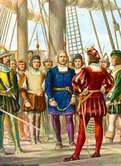 Kolumbusz Kristóf és testvérei, Bartolomeo és Diego fogságba esnek egy hajón, amely Spanyolországba viszi őket alkotó: Tancredi Scarpelli
