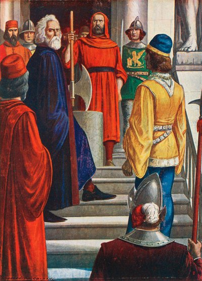 Marin Faliero dózsa, aki 1355-ben puccsot kísérelt meg, és lefejezték alkotó: Tancredi Scarpelli