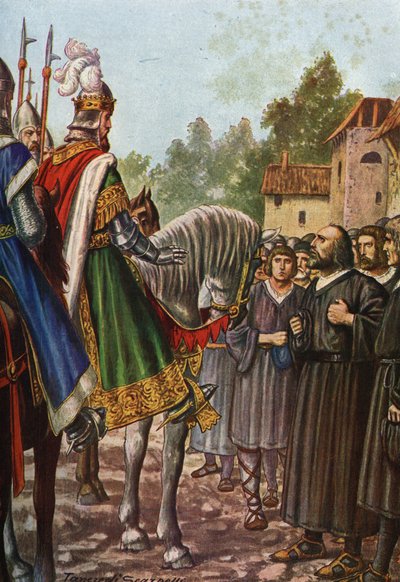 I. Barberossa Frigyes császár (1122-1190) második olaszországi útja során 1158-ban áthalad az Adda folyó mellett, és találkozik Lodi népével, akik könyörögnek neki, hogy szerezze vissza területét. Tancredi Scarpelli (1866-1937) a „Storia d