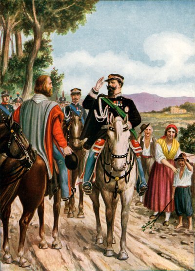 II. Viktor Emmanuel és Garibaldi történelmi találkozója Teanóban, 1860 alkotó: Tancredi Scarpelli