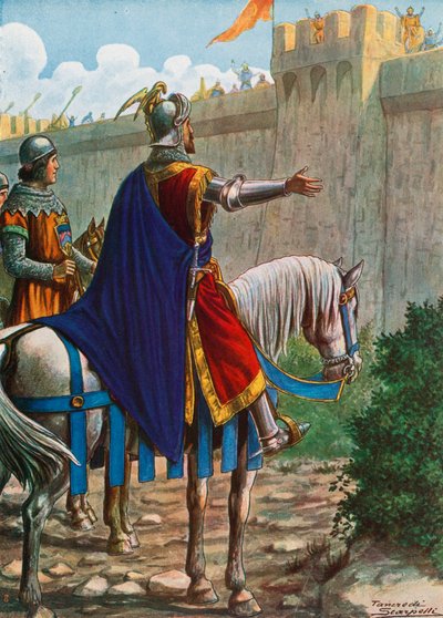 Manfred szicíliai király belépést kér a szaracénoktól Lucerába (Puglia), 1254 alkotó: Tancredi Scarpelli