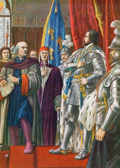 Pier Capponi megdorgálja VIII. Károly nagykövetét alkotó: Tancredi Scarpelli