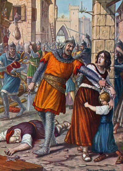 Theodoro II. Justinianus parancsára 709-ben kifosztja Ravennát alkotó: Tancredi Scarpelli