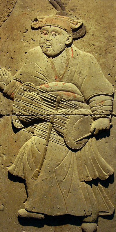 Zenészt ábrázoló sztélé (terrakotta) alkotó: Tang Dynasty Chinese School