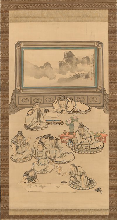 A borkupa nyolc halhatatlanja, 1828. alkotó: Tani Buncho