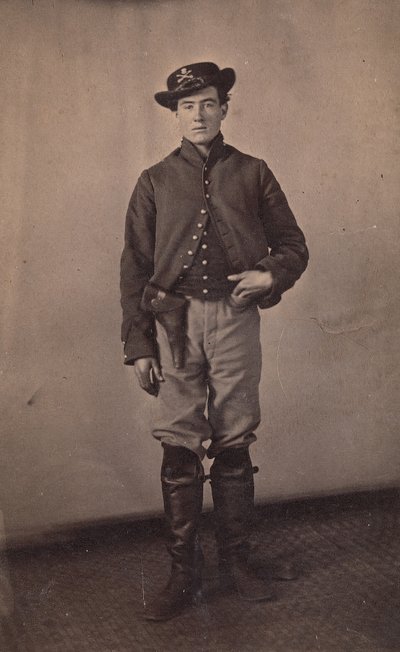 Uniós lovassági katona pisztollyal tokban, 1861-65. alkotó: Tappin