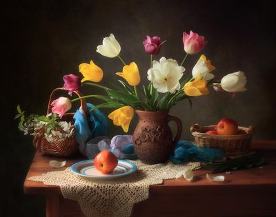 Klasszikus tulipáncsendélet alkotó: Tatyana Skorokhod