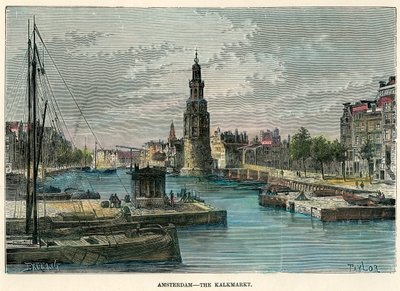 A Kalkmarkt, Amszterdam, Hollandia, 1880. alkotó: Taylor