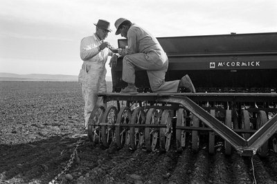 A családi gazdálkodó Ed Ker az A.M. Ker Ranch-on egy mezőgazdasági gazdálkodó, aki alfal... alkotó: Ted Spiegel