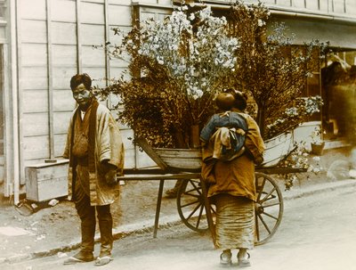 Vándorló virágárus Tokió utcáin, 1900 körül - 1915 (fénykép) alkotó: Teijiro Takagi