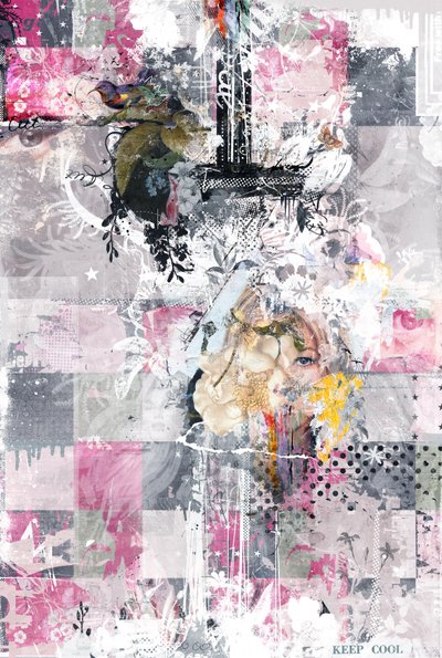 Természet Patchwork, 2016 (kollázs vászonra) alkotó: Teis Albers