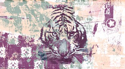 Tigris absztrakció, 2016 (kollázs, vászon) alkotó: Teis Albers