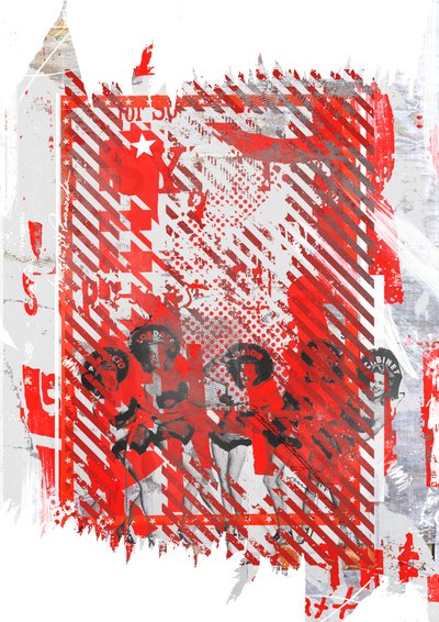 Tracy és barátai, 2015 (kollázs, vászon) alkotó: Teis Albers