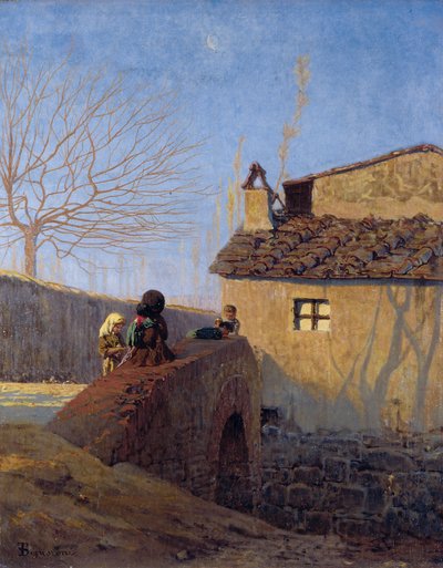 Piagentina. Az Affrico folyó feletti híd, 1861-62 körül (olaj, vászon) alkotó: Telemaco Signorini