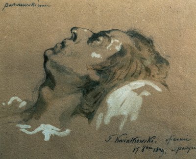 Frederic Chopin (1810-1840) lengyel zeneszerző és zongoraművész halálos ágyán, Teofil Kwiatkowski (1809-1891) vázlata alkotó: Teofil Kwiatkowski