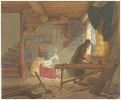 A Szent Család József műhelyében alkotó: Tethart Philip Christian Haag