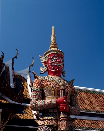 Részlet egy ördögről, aki tartja az ajtót alkotó: Thai School