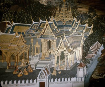 Buddha életének epizódjai (freskó alkotó: Thai School