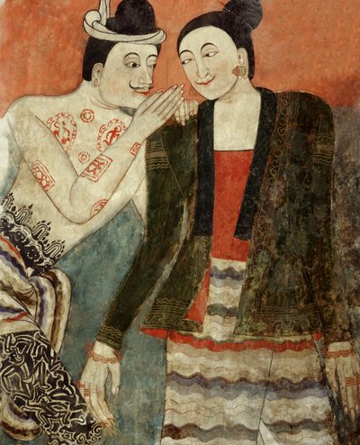 Szerelmesek, részlet a Wat Phumin falfestményéről (falfestmény) alkotó: Thai School