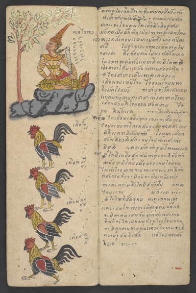 Vagy 16455 f.9r, Animals from the Zodiac, from Phrommachat (pergamen) alkotó: Thai School