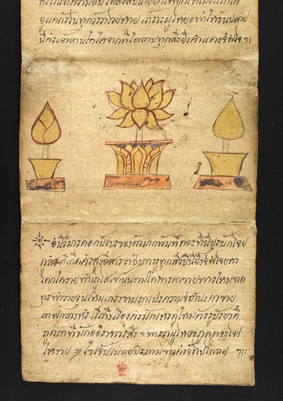 Vagy. 16482, f.63 „Satra”  Jóslásról és tanácsokról a boldog és egészséges élethez (hajtogatós könyv) alkotó: Thai School