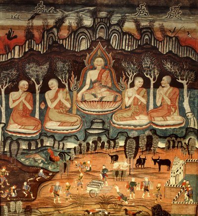 Az első prédikáció és Khattana Kuman Jataka, 1867 alkotó: Thai School