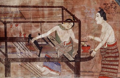 Női szövés (falfestmény) alkotó: Thai School