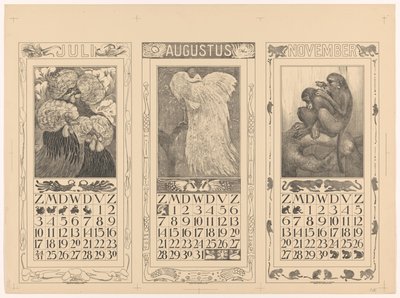 1910. júliusi, augusztusi és novemberi naptárak alkotó: Theo van Hoytema