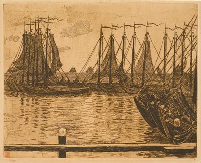 Volendam (Hollandia), horgonyzó csónakok alkotó: Théo van Rysselberghe