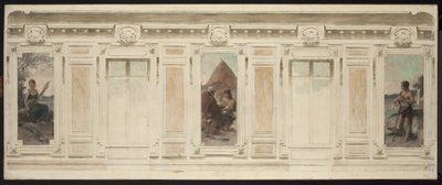 A Courbevoie városháza házasságkötő termének vázlata: Fileuse. Az esküvő. Berger, 1884 (olaj, vászon) alkotó: Theobald Chartran