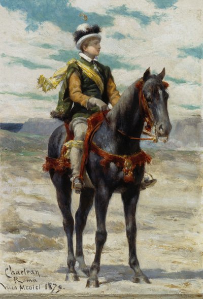 Fiatal férfi lóháton alkotó: Theobald Chartran