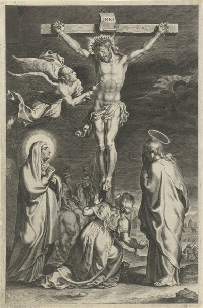 Krisztus a kereszten Jelenetek az Ó- és Újszövetségből (sorozat címe) Breviarium romanum (sorozat címe) alkotó: Theodoor Galle (possibly)
