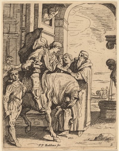A tékozló fiú búcsút vesz az apjától alkotó: Theodoor van Thulden after Sir Peter Paul Rubens