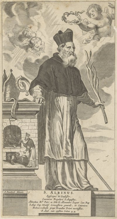 H. Albinus van Angers Szent Albinus. Püspök és gyóntató (cím a tárgyon) alkotó: Theodor Matham