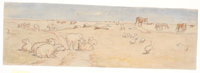 Birkák és libák a Saltholmon (tervezet a puncstál díszítéséhez) alkotó: Theodor Philipsen
