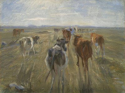Hosszú árnyékok. Tehenek Saltholm szigetén. 1890 körül alkotó: Theodor Philipsen