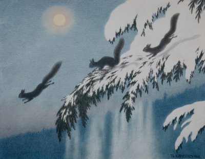 Téli este - Mókus repül alkotó: Theodor Kittelsen